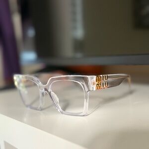 Miu Miu Transparent Frame with Gold Detail Glasses